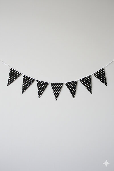 Deniz Party Store Прапор чорний з срібними зірками, офсетний друк, 2 м 10 Прапор