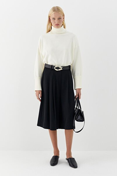 MARKALİSTE Basic High Neck Knit Sweater Ecru