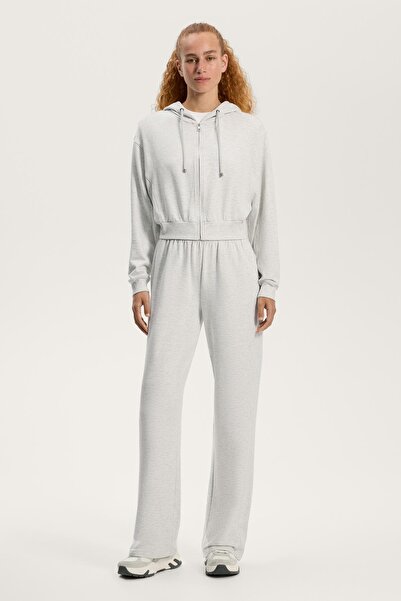 Oysho Rib detail wide-leg trousers with cotton and modal