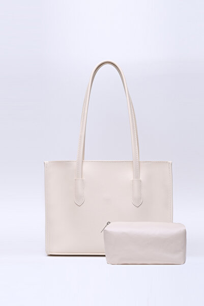 SHAKA Shk173 Cream Faux Leather Hand - Τσάντα χειρός και ώμου με μονή θήκη, φ...