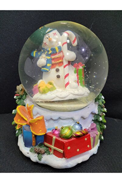 esdekor Müzikli Kardan Adam Kar Küre 14 cm 1 Adet Noel & Yılbaşı Dekor Çam Ağaçlı Çevirmeli Hediyelik