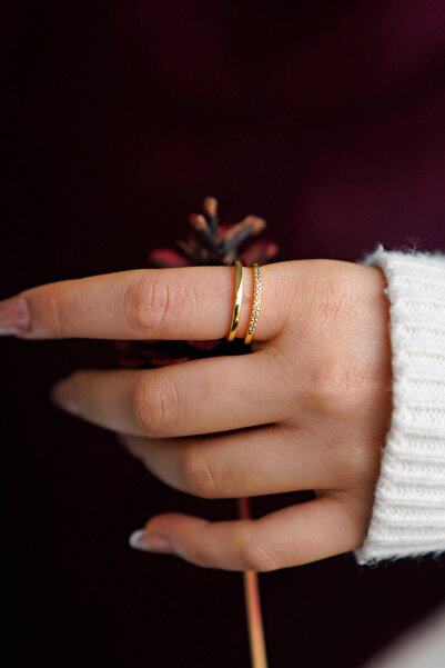 TREND COLLECTİON Su Yolu Taşlı Model Ayarlanabilir Gold Kadın Yüzük