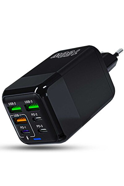 Timebox Încărcător de rețea cu 6 porturi, 3 x USB Tip-C, 150W, încărcare rapi...