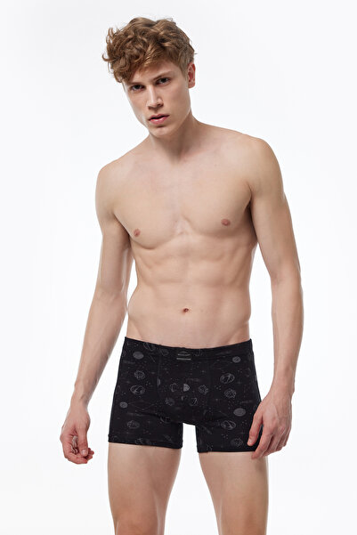 Malabadi Men's 6-Piece Black Patterned Premium Collection Modal Boxer 6m251