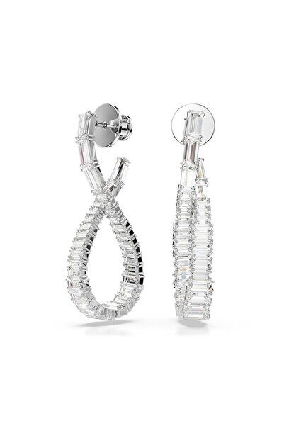Swarovski 5677628 حلق سواروفسكي هيبربولا: Pe Hoop L Twıst أبيض/Rhs