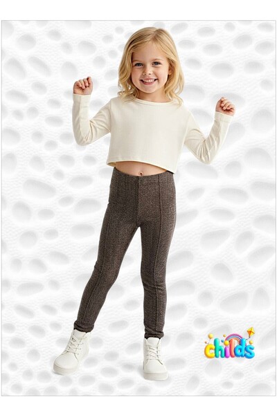 childs κοριτσίστικο ύφασμα πλεκτό ζακάρ με ραφές καφέ χρώματος, σχολικό χειμε...