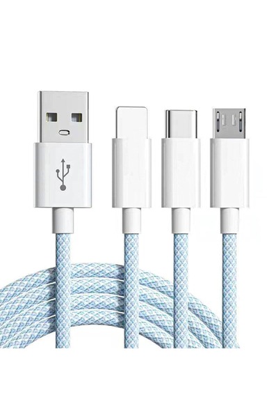 Timebox Cablu de date și încărcare rapidă 3 în 1 QC 3.0 66W USB Type-C cu ilu...