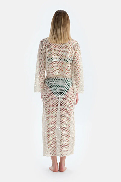 Dagi Ecru Mesh Long Sleeve Top