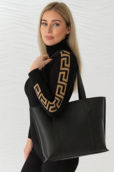 FARBAG ΜΑΥΡΗ ΤΣΑΝΤΑ ΏΜΟΥ ΜΕ ΜΕΓΑΛΟ ΦΕΡΜΟΥΑΡ ΚΑΙ ΚΛΕΙΣΤΗ ΣΤΟΙΧΕΙΑ ΑΠΟ ΤΕΧΝΗΤΟ ΔΕΡΜΑ