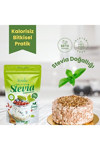 Fibrelle Double Zero Slim Stevia Toz Tatlandırıcı 240 g - Konsantre Kalorisiz Tatlandırıcı / Ketojenik