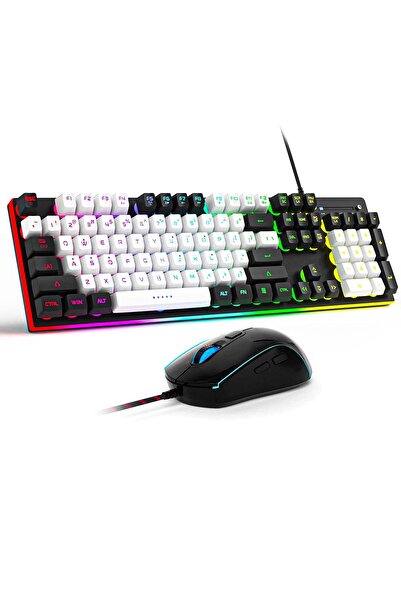 Timebox Set combinat tastatură și mouse pentru gaming, RGB, cu fir, USB, ergo...