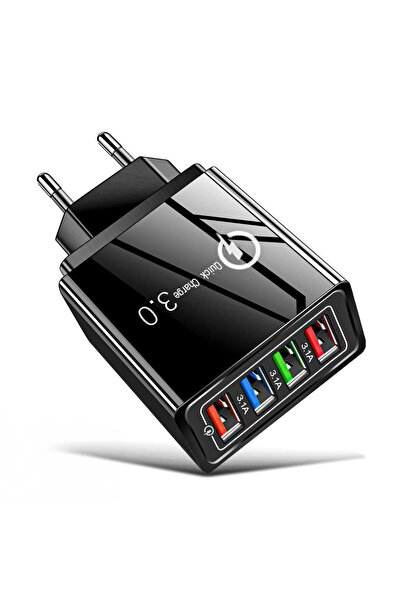 Timebox Φορτιστής ρεύματος 4 θυρών, 1 x Quick-Charge 3.0 USB, 3 USB, 20W, Μαύρο