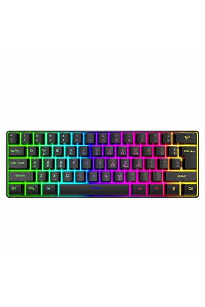 Timebox gaming keyboard, 61 keys, RGB, 8 modes, anti-ghosting, waterproof, USB, black