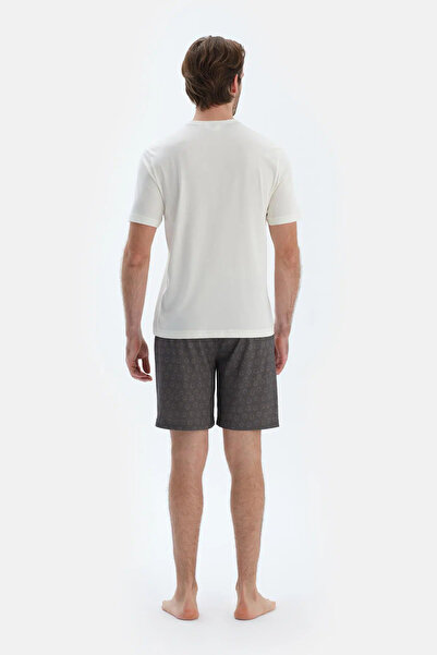 Dagi Σετ πιτζάμες με κοντομάνικο μπλουζάκι και παντελόνι σε χρώμα εκρού με λεπτομέρειες ραφής και στάμπας