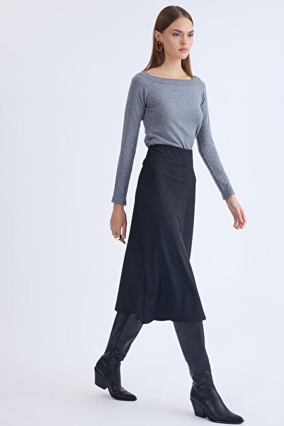 Vitrin Midi Skirt with Side Zipper