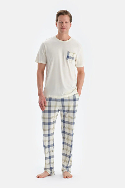 Dagi Açık Sarı Cep Detaylı Kısa Kollu Tişört Pantolon Pijama Takımı