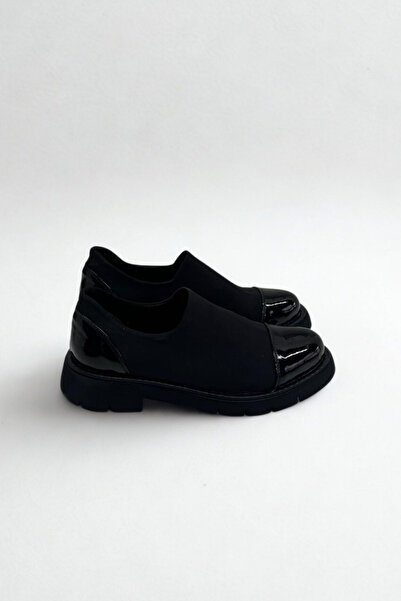 inizio Чорні жіночі лофери з тканини P9059