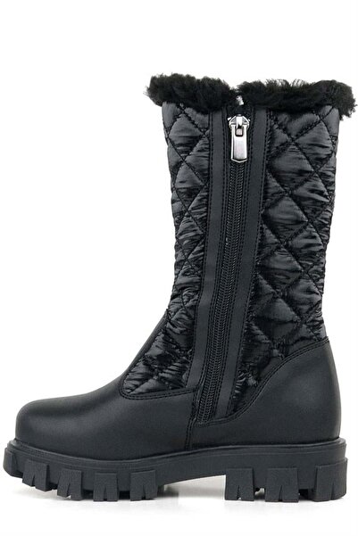Rakerplus Black Long Zippered Girl's Rain Boots