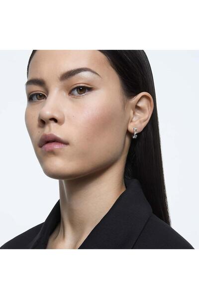 Swarovski 5632467 Küpe Millenia:Ortyx Pierced Earrings Mini Hoop triangle Rhodium shiny White