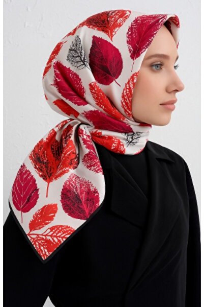 Vissona Tivil Silk Scarf 50934 - 1 Red Leaf Pattern