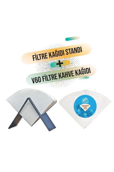 VESTRON Filtre Kağıdı Tutucu Metal Stand Ve V60 Filtre Kağıdı 100adet VCT