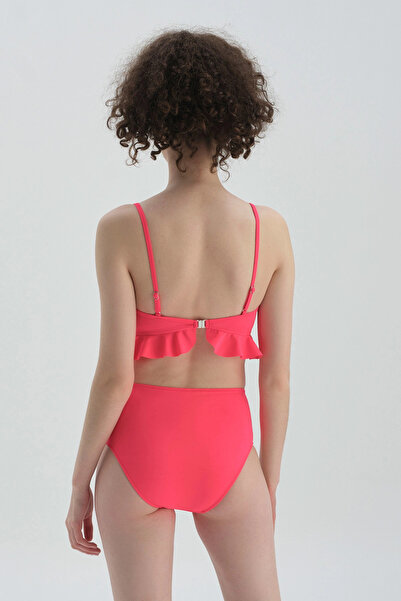 Dagi Neon Fuşya Toparlayıcı Yanı Drapeli Yüksel Bel Bikini Alt