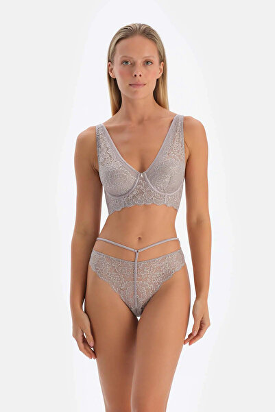 Dagi Açık Gri Dantel Detaylı Brazılıan Külot