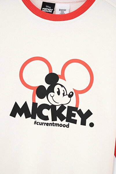 Dagi Ekru Mıckey Mouse Baskı Detaylı Unısex Sweatshırt