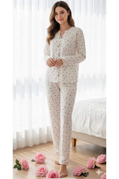Mihra Çiçek Desenli Kadın Pijama Takımı