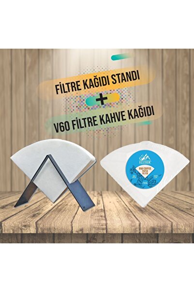 VESTRON Filtre Kağıdı Tutucu Metal Stand Ve V60 Filtre Kağıdı 100adet