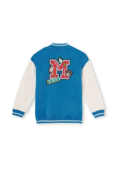 Dagi Sax Mavisi Mıckey Mouse Baskı Detaylı Unısex Bomber Ceket