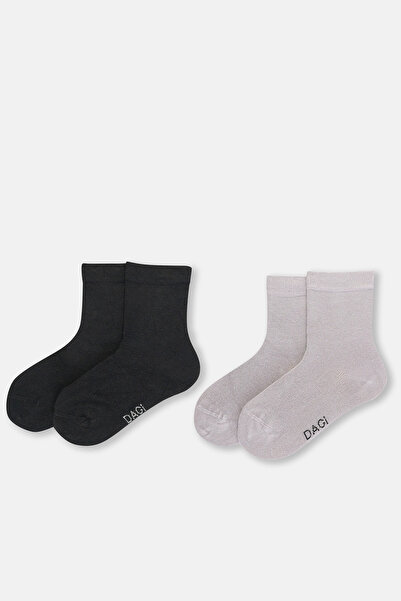 Dagi Gri Melanj Kız Çocuk Modal Çorap 2'Li
