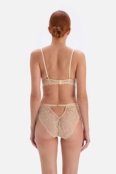 Dagi Béžová bezdrátová podprsenka s krajkou