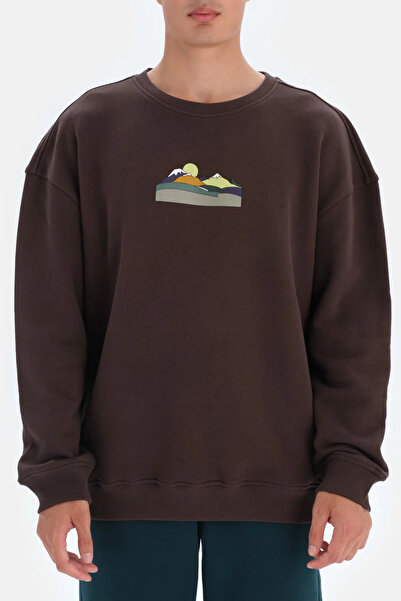 Dagi Koyu Kahve Erkek Dag Baskılı Sweatshırt