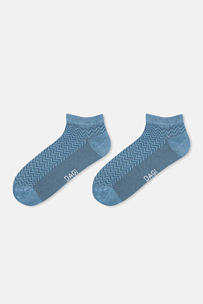 Dagi White-Indigo Women's 2-Piece Zigzag Patterned Bamboo Booties Socks