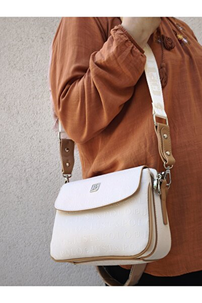 Just Polo Women's Cream-Tan Hand and Shoulder Bag-Bd-4073