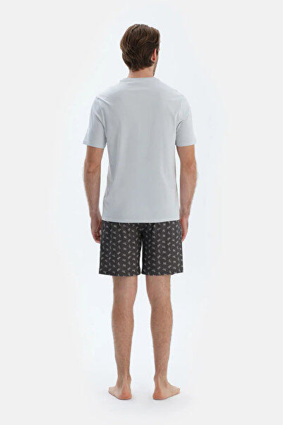 Dagi Відкритий сірий короткий рукав велосипедний комір базовий футболка