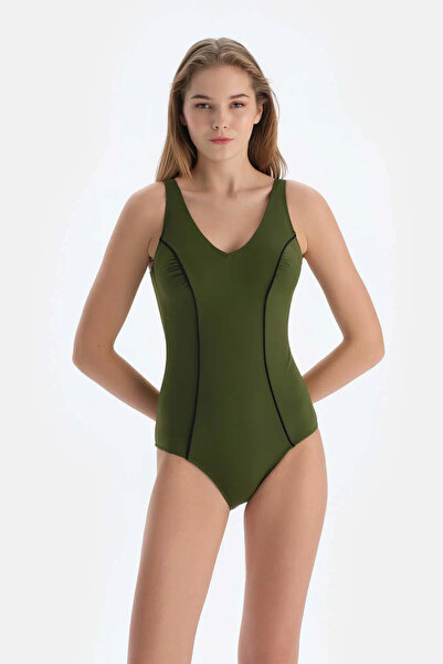 Dagi Khaki V-Neck Swimsuit