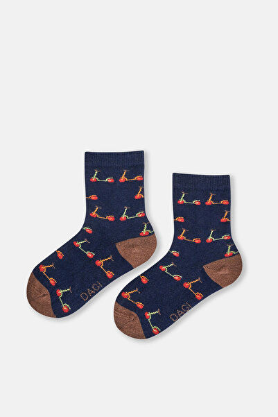 Dagi Lacivert Erkek Çocuk Scooter Desenli Çorap