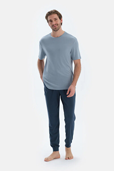 Dagi Παντελόνι Modal από βαμβακερό χτενισμένο πόδι Navy Blue Jogger