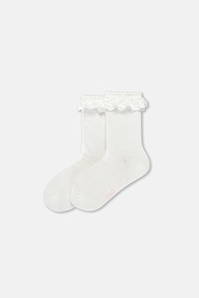 Dagi Ecru-Pink Girl's 3-Piece Lace Socks