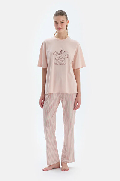 Dagi Açık Pembe Bisiklet Yaka Kısa Kollu Tişört Pantolon Pijama Takımı