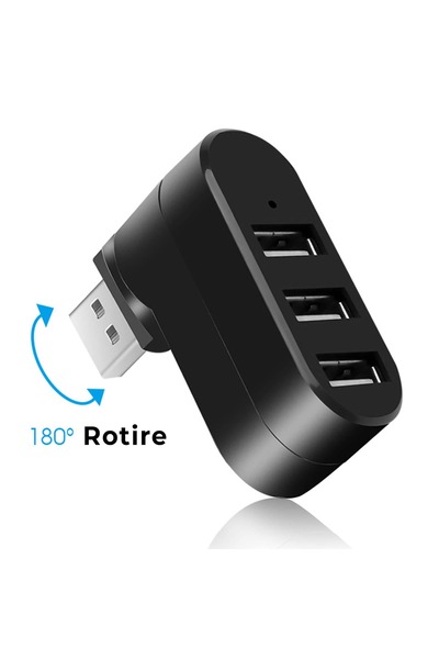Timebox External USB Hub 3 in 1 180 Degree Rotatable Port Adapter USB 3.0 Splitter Compatible Laptop