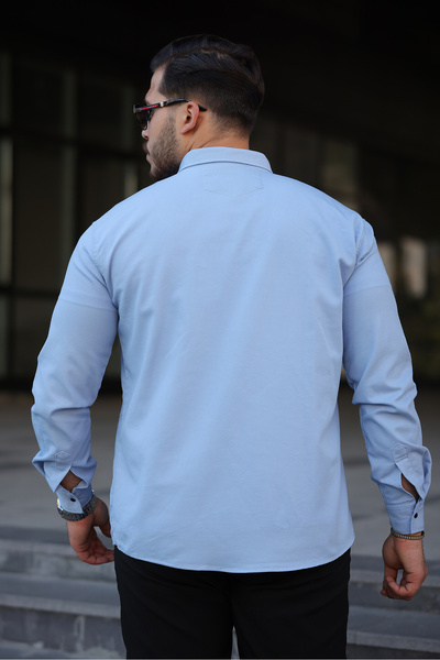 WOWA COMPANY Erkek Slim Fit Çift Cepli Kot Gömlek