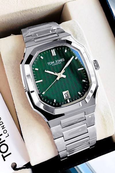 Tom Jones Kare Model Hediyelik Erkek Kol Saati Su Geçirmez Gold Gümüş Çelik Kordon Hediye Bileklik GTJE2103C1