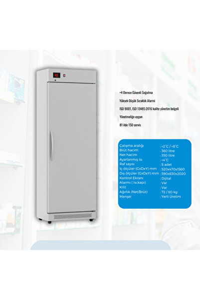 Marketcooler Med375B Blok Kapaklı Medikal Aşı ve İlaç Soğutucu Muhafaza Dolabı