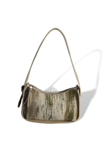 YMZBAG Otantik Dokuma Gövdeli Suni Açık Altın Kenarlı Baget Çanta