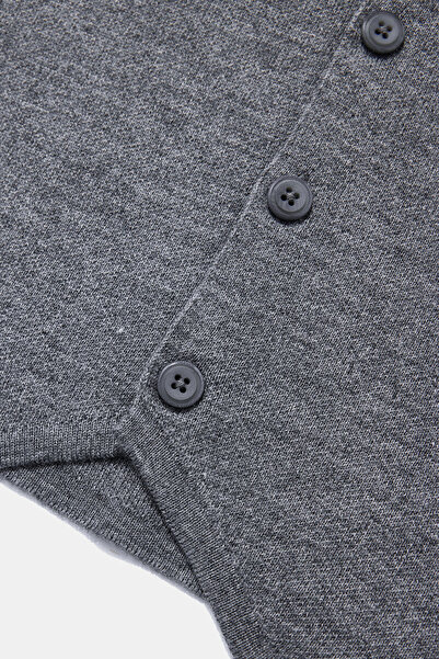 W Collection Gray Melange V-Neck Buttoned Vest