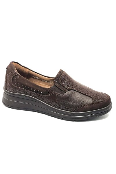 Forelli Faye Genuine Leather Orthopedic Comfort Women's Casual Shoes Brown