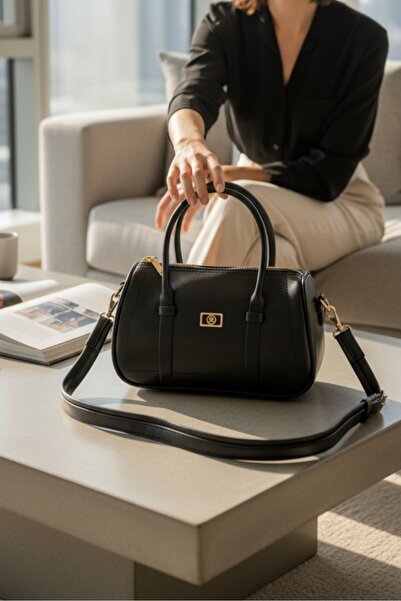 Classbag Минималистична черна чанта с двойна презрамка за носене през рамо и ...
